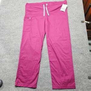 WonderWink WonderWork Unisex Drawstring Cargo Scrub Pants XL Magenta